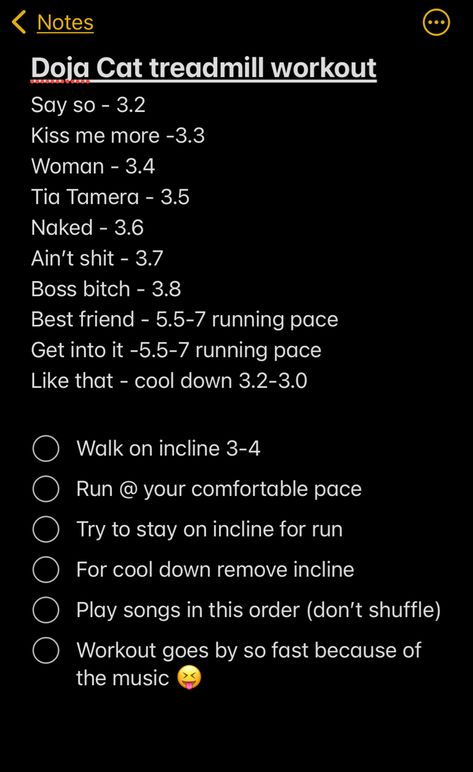 30 minute treadmill burn to Doja Cat playlist Doja Cat Treadmill Workout, 30 Minute Treadmill, How To Get A Body Like Doja Cat, Doja Cat Workout, Gym Workout Playlist, Good Workout Playlist, Doja Cat Workout Routine, Workouts On Treadmill, Beginner Cardio Workout At The Gym Treadmills