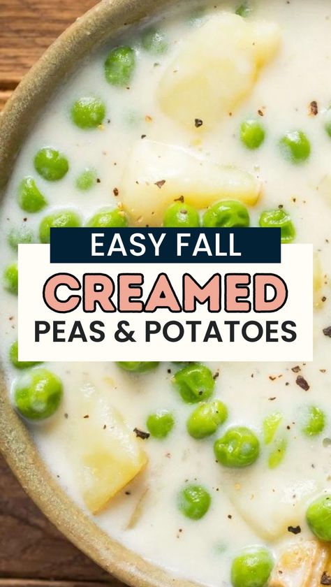 Get ready to fall in love with this Creamed Peas and Potatoes soup! This heartwarming winter soup is loaded with creamy peas, tender potatoes, and flavorful aromas that are perfect for cozying up to on chilly nights. Whether you're searching for new fall dinner recipes or looking for a simple weekday lunch, this easy meal is sure to become your new go-to comfort food. Quick Fall Dinner, Creamed Peas And Potatoes, Easy Winter Soups, Potatoes Soup, Easy Fall Dinner Recipes, Buttery Potatoes, Sweet Potato Cornbread, Easy Fall Dinners, Creamy Peas