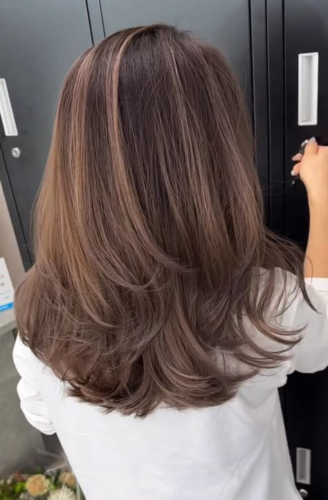 Mid Hair Length With Layers, Brown Mid Hair Length, Soft Layers Thick Hair, Layers Face Framing Medium Hair, Brown Haircut Ideas Medium, Long Layer Mid Length Hair, Medium Brown Hair With Long Layers, Medium Length Hairstyle With Layers, Medium Hair Light Layers