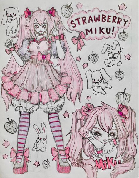 Insta: grogdimples Strawberry Miku, Swag Art, Doodle Art Designs, Cute Little Drawings, In A Relationship, Cute Art Styles, Book Art Drawings, Art Tutorials Drawing, Kawaii Drawings