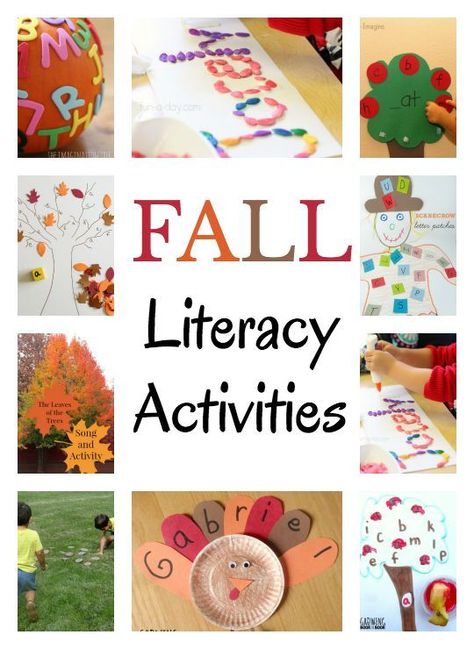 Lots of fall literacy activities to work on learning the alphabet, teaching a child their name, reading, book lists and more ideas! Montessori, Fall Literacy Activities, Literacy Night Activities, Activities For Elementary Students, Fall Lesson Plans, Literacy Activities Preschool, Early Literacy Activities, Preschool Language, Fall Lessons