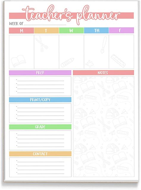 Amazon.com : Tiny Expressions - Teacher Appreciation Notepads | Teacher Gifts & School Supplies | 40 Tear Away Sheets on Premium Paper Made in the USA | Great for Classroom or Home Use | Weekly Planner Note Pad : Office Products Printable Notepad Template, Free Printable Notepad, Cute Notepad Printables, Teacher Weekly Planner, Teacher Papers, Weekly Teacher Planner Template, Notepad For Teacher, Teacher Stationary, Teachers Planner