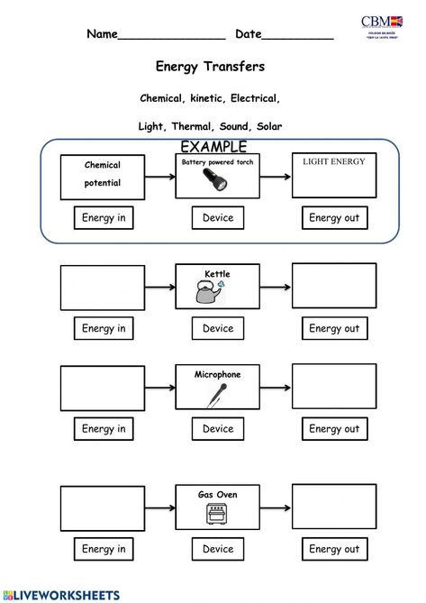 Energy online worksheet for 4TH AND 5TH. You can do the exercises online or download the worksheet as pdf. Transformations Math, Energy Transformation, Energy Transformations, 4th Grade Science, Fractions Worksheets, Energy Transfer, 1st Grade Worksheets, Budgeting Worksheets, Science Worksheets