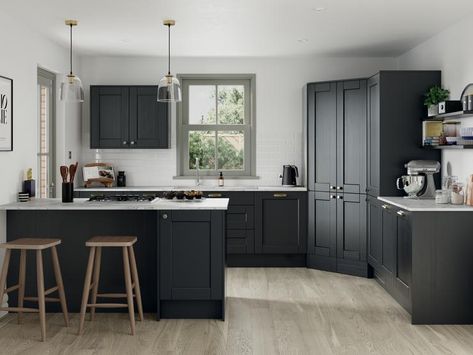 Top 12 kitchen trends for 2020 | Kitchen Trends |Howdens Howdens Kitchen, Charcoal Kitchen, White Worktop, Laminate Colours, House Updates, Kitchen Surfaces, Fitted Bathroom, Shaker Style Doors, Extension Ideas