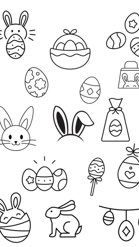 Easter Calendar Doodles, April Doodles Easy, April Calendar Doodles, Spring Doodles Aesthetic, Simple Easter Drawing Ideas, Easy Bunny Doodle, March Doodles Easy, Easter Egg Doodle, Easter Journal Ideas