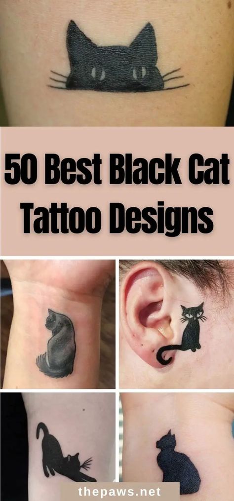 If you are looking for a black cat tattoo design idea, then look no further because we've gathered up 50 best black cat tattoos for you! Simple Black Cat Tattoo Designs, Small Cat Silhouette Tattoo, Small Black Cat Tattoo Silhouette, Two Black Cat Tattoo, Cute Cat Tattoo Designs, Black Cat Head Tattoo, Cat Tatoos Small Simple, Black Kitten Tattoo, Two Black Cats Tattoo