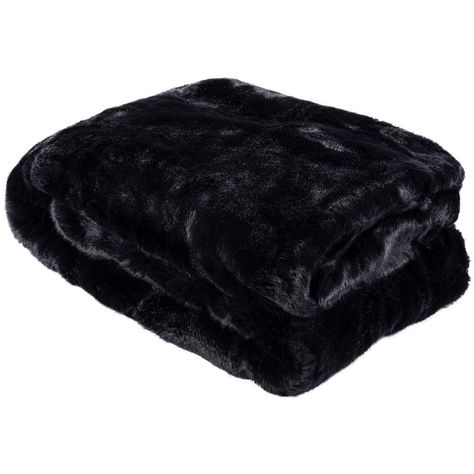 Cocooning becomes a glamorous endeavor with this soft and sensuous faux fur throw in onyx acrylic plush simulating the color and shading of luxurious mink. Drape this plush throw across a bed or sofa for warmth, texture and a touch of posh Hollywood glam. Care Instructions: Machine wash with water below 86¡ F. Use soap or detergent. Rinse in cold water. Tumble dry at low setting. Chill Room, Black Throws, Black Blanket, Blanket Black, Baby Fabric, Life Decisions, Fur Throw, Nyc Apartment, Faux Fur Throw