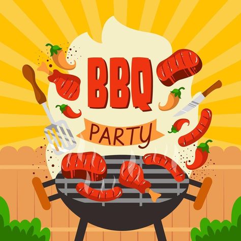 Bbq Clipart, Bbq Theme, Backyard Bbq Party, Party Graphic, Party Stickers, Restaurant Logo Design, Planning Stickers, Backyard Inspo, Party Background