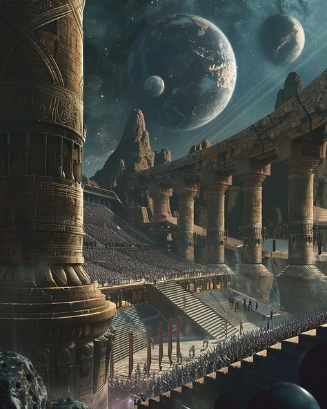 Fantasy Colosseum, Unique Shots, Fantasy Imagination, Concept Vehicles Sci Fi, Sci Fi Landscape, Dungeons And Dragons Art, Mandala Rock Art, Ancient Warfare, Space Fantasy