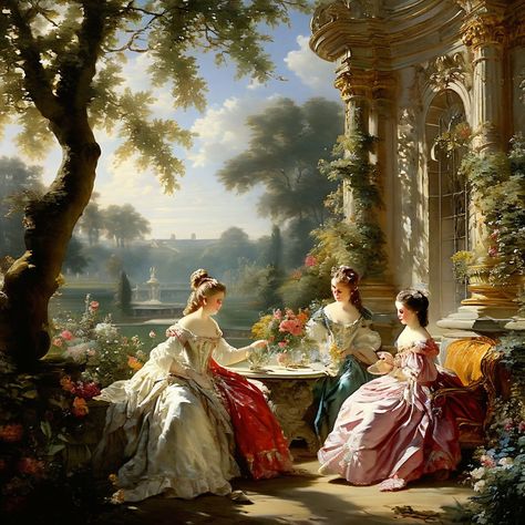 Aristocrats of 18th century French society by Nusret - Playground Rococo Art Aesthetic, Victorian Art Aesthetic, 16th Century Aesthetic, 18th Century Art, 18th Century Aesthetic, 19th Century Aesthetic, Rococo Painting, Rococo Art, 18th Century Paintings