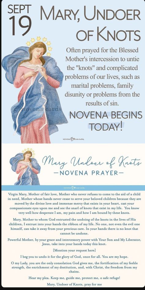 Our Lady Undoer Of Knots Novena, Mary Undoer Of Knots Novena, Mary Undoer Of Knots Prayer, Undoer Of Knots Novena, Novena Prayers Catholic, Mary Undoer Of Knots, Rosary Quotes, Rosary Novena, Mary Garden