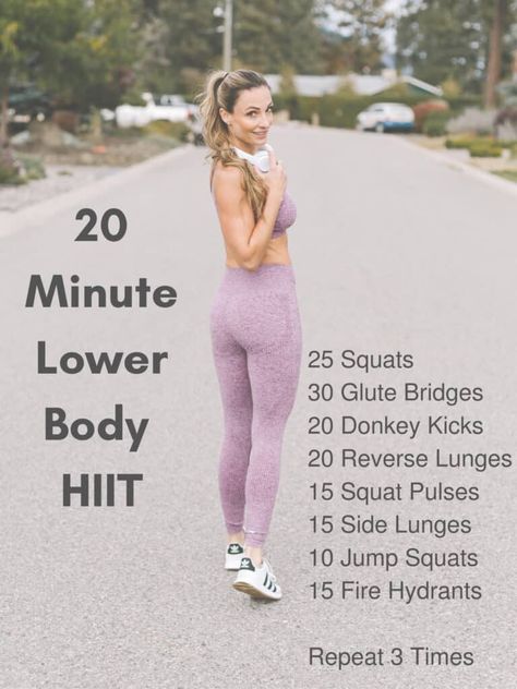 20 Min Exercise Routine, No Weight Lower Body Workout, 20 Min Leg Workout At Home, 20 Min Lower Body Workout, Hit Lower Body Workout, 20 Min Leg Workout, 20 Min Hiit Workout, Lower Body Hiit, Hit Workout