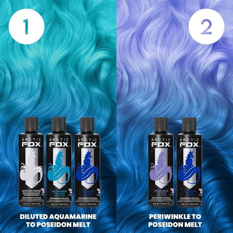 Arctic Fox Poseidon And Aquamarine, Artic Fox Blue Hair, Artic Fox Periwinkle Hair Color, Arctic Fox Hair Color Ideas, Artic Fox Color Mixes, Artic Fox Hair Dye Mixes, Artic Fox Hair Color, Arctic Fox Hair Dye Combinations, Short Teal Hair