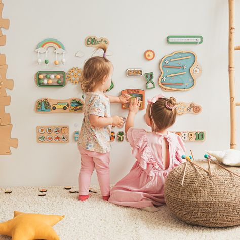 Wall Busy Board Parts DIY Montessori Board Busy Board - Etsy Australia Wall Busy Board, Montessori Nursery Ideas, Diy Sensory Wall, Diy Sensory Boards, Montessori Baby Room, Preschool Room Decor, Montessori Wall, Activity Wall, Montessori Board