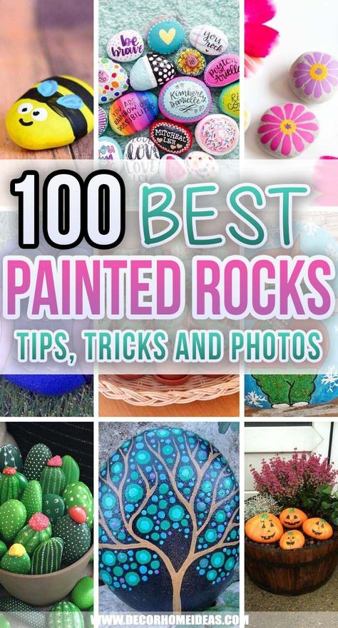 Best Painted Rocks. Get inspired with these DIY painted rocks. From super cute animals to easy-painted rock crafts for kids, there are plenty of ideas for inspiration. Step-by-step instructions on how to make the best painted rocks. #decorhomeideas Rock Painting Patterns Free Printable, Painted Rocks Trees, How To Paint Rocks For Outside, Painting Rocks Ideas Easy, How To Paint Rocks, Rock Crafts Diy, Real Fairy, Painted River Rocks, Inspirational Rocks