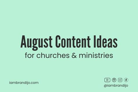 What should your church post on Facebook or other social media platforms this August? Here are 30 content ideas for churches and ministries. Church Content Ideas, Church Social Media Posts Ideas, National Sisters Day, Social Media Post Ideas, Church Media Design, Worship Team, Sister Day, Dad Advice, Church Ministry