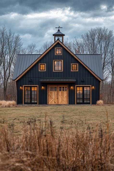 40 Amazing Converted Barn Homes That Once Were Old Barns Grainery House, Dark Farmhouse Interior, Black House Copper Roof, Barn Exterior Colors, Metal Barns Exterior, Barndo Exterior Colors, Barn Colors Exterior, Metal House Siding, Barn Turned Into House