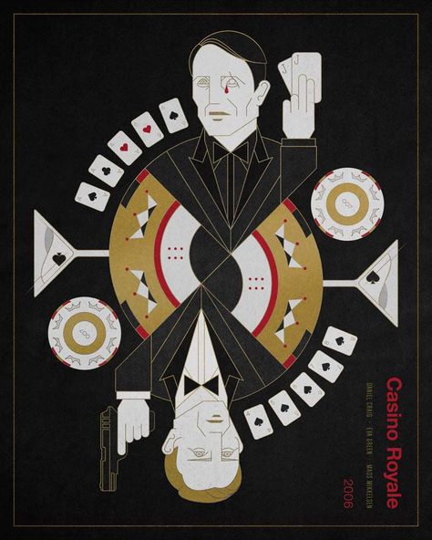 Branding Bond: 24 Minimalist James Bond Posters James Bond Design, Casino Collage, Casino Graphic Design, 007 Poster, James Bond Poster, Bond Casino Royale, Prom Poster, Casino Poster, Bond Poster