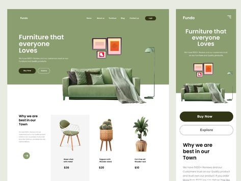 Furniture Landing Page Design by Ghulam Rasool 🚀 for Cuberto on Dribbble Furniture Landing Page, Furniture Graphic, 포트폴리오 레이아웃, Furniture Website, Visual Hierarchy, Homepage Design, 카드 디자인, Website Design Layout, Design Posters