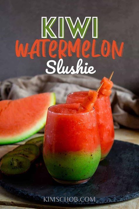 Watermelon Kiwi Smoothie, Recipes With Kiwi Fruit, Kiwi Drink Recipes, Slushie Recipes, Diy Slushies Recipes, Kiwi Fruit Recipes, Fruit Slushies, Watermelon Slushie Recipe, Kiwi Drink