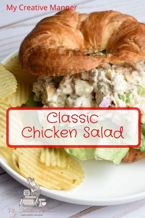 An easy recipe for a Deli Style chicken salad sandwich that is loaded with flavor. Made with miracle whip, mayo, celery, onion, and chicken. #mycreativemanner Chicken Salad With Miracle Whip, Deli Chicken Salad Recipe, Deli Chicken Salad, Deli Style Chicken Salad, Deli Style Sandwiches, Chicken Salad Sandwich Recipe, Make Shredded Chicken, Chef Ideas, Chicken Salad Recipe Easy