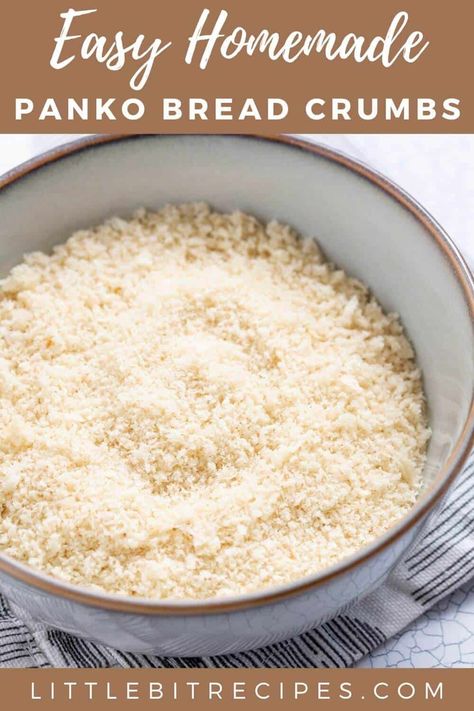 Discover the deliciousness of homemade panko bread crumbs! It's easy to make your own fluffy breadcrumbs to use in all your favorite dishes. Panko Bread Crumbs Recipe, Homemade Panko, Panko Recipes, Homemade Bread Crumbs, Bread Crumbs Recipe, Crumb Recipe, Homemade Pantry, Scratch Recipes, Dry Bread