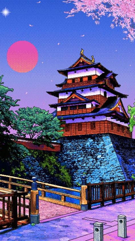 Pixel Art Wallpaper, Collage Des Photos, Vaporwave Wallpaper, Vaporwave Art, 8bit Art, Japanese Artwork, Trippy Wallpaper, Japon Illustration, Wallpaper Tumblr