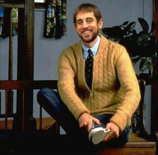 Aaron Rodgers as Mr. Rogers...I love it! Mister Rogers Neighborhood, Fred Rogers, The Cardigans, Fact Of The Day, Mr Rogers, No Bad Days, This Is Your Life, It Goes On, Inspiration Mode