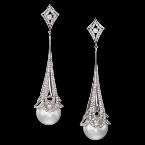 Inspirational Erté Bijoux Art Deco, Lace Earrings, Diamonds And Pearls, Smithsonian Institution, Couture Jewelry, South Sea Pearls, Sea Pearls, Deco Jewelry, Fine Earrings