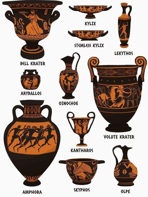 Ancient Greek Art Pottery, Ancient Greek Vases, Ancient Roman Pottery, Greek Vase Art, Roman Vase, Tattoo Avant Bras, Ancient Greek Vase, Roman Pottery, Ancient Greece Art