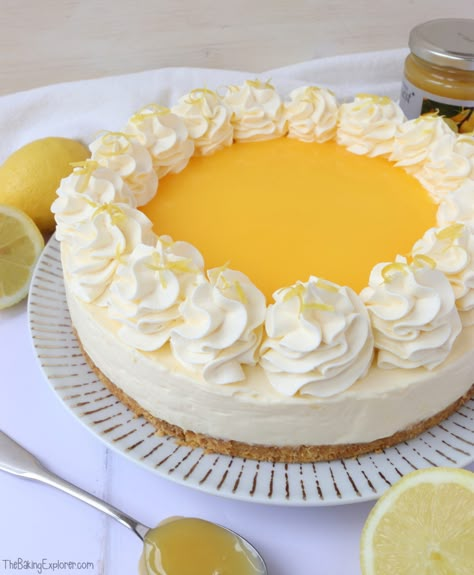 Desserts With Lemon, Lemon Curd Cheesecake, Lemon Cheesecake Recipes, No Bake Lemon Cheesecake, Yummy Biscuits, Lemon Curd Recipe, Lemon Curd Filling, Curd Recipe, Dessert Aux Fruits