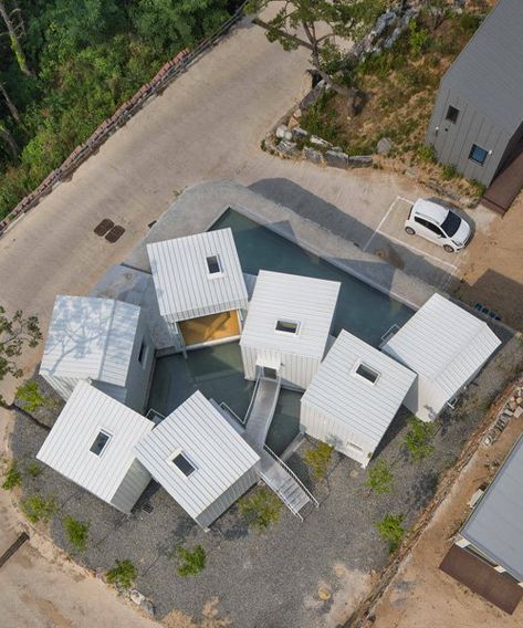 Connecting Buildings, Floating Building, Cube Architecture, Cube Building, Cubes Architecture, Box Architecture, Slope House, Co Housing, Home Greenhouse