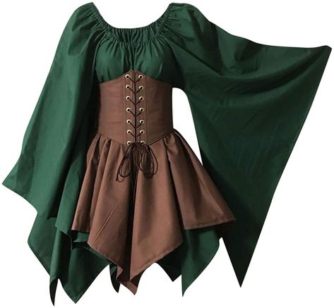 Medieval Costume Women, Costume Viking, Irish Dress, Dress With Corset, Corset Skirt, Elf Costume, Dress Off Shoulder, Medieval Costume, Medieval Dress