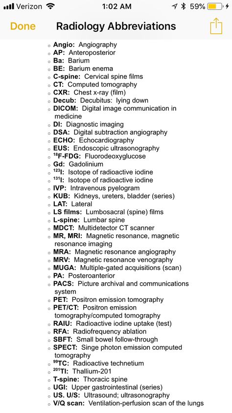 Radiology abbreviations. Radiology Cheat Sheets, Interventional Radiology Nurse, Radiology Tech Student Aesthetic, Radiologic Technology Student, Mri Technologist Student, Rad Tech School, Radiologic Technologist Student, Radiology Student Study Tips, Radiography Student Study