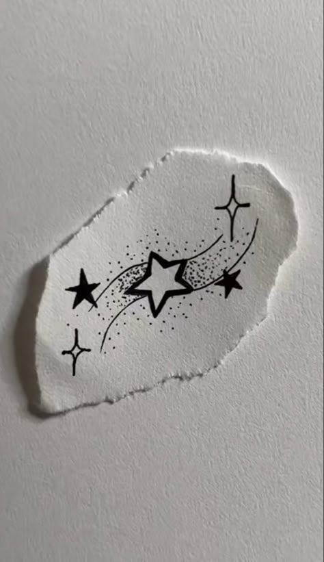 small tattoo Stars And Space Tattoo, Small Tattoo Ideas Stars, Anime Star Tattoo, Straight Tattoo Design, Minimalist Doodle Tattoo, Round Star Tattoo, Tattoos Easy To Hide, Star And Heart Tattoo, Star Small Tattoo