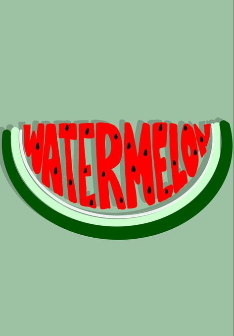 Typography Artwork Illustration, Fruit Typography, Watermelon Lettering, Illustrator Designs, Word Typography, Word Cloud Art, Typography Drawing, Watermelon Art, Graphic Design Cards