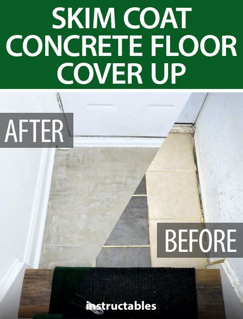 How To Cover A Concrete Floor, How To Cover Tile Floors, Concrete Floor Over Tiles, Concrete Floor Diy, Concrete Floors In Bathroom, Cover Up Tile Floor, Concrete Floor Bathroom Ideas, Diy Screed Flooring, Concrete Over Tile Floor