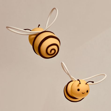 Clay Honey Bee, Polymer Clay Bumble Bee, Bee Clay Art, Clay Bee Earrings, Clay Bees, Clay Beehive, Polymer Clay Bee, Bee Clay, Mini Clay