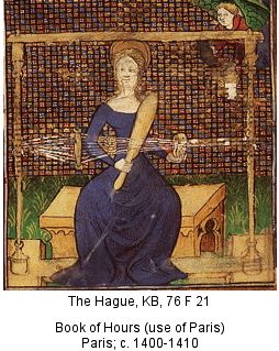 The Hague, KB, 76 F 21  Book of Hours (use of Paris)  Paris; c. 1400-1410 Medieval Garden, Medieval Woman, Card Weaving, Late Middle Ages, Medieval Life, Medieval World, Tablet Weaving, Book Of Hours, Medieval Manuscript