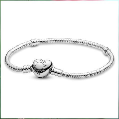 Pandora Jewelry Moments Heart Clasp Snake Chain Charm Sterling Silver Bracelet Bracelet Pandora, Bracelet Heart, Snake Chain Bracelets, Sterling Silver Charm Bracelet, Silver Charm Bracelet, Charms And Charm Bracelets, Bracelet Clasps, Bracelet Argent, Pandora Bracelet