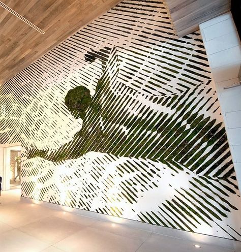 Murals by 2Alas at 1 Hotel South Beach, Miami Beach - Moss Art South Beach Hotels, Moss Art, Moss Wall, Environmental Design, Slip And Fall, Higher Design, Environmental Graphics, Plant Art, Wall Graphics