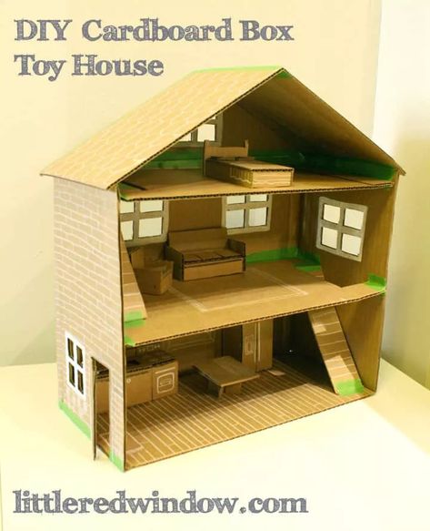 Cardboard Box Houses, Diy Karton, Diy Cardboard Toys, Cardboard Dollhouse, Carton Diy, Cardboard Crafts Diy, Cardboard Toys, Doll House Plans, Diy Casa