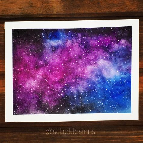 The Universe Painting, Universe Painting Ideas, Universe Painting Galaxies, Universe Watercolor Painting, Watercolour Galaxy Painting, Universe Painting Acrylic, Painting Of Galaxy, Galaxy Painting Watercolor, Galaxy Watercolor Painting