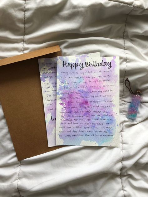 Handwritten letters and glass bottles Happy Birthday Cards Diy, Personalised Gifts Diy, Bff Gifts Diy, Diy Birthday Gifts For Friends, Birthday Gifts For Boyfriend Diy, Birthday Card Drawing, Creative Gifts For Boyfriend, Cards For Boyfriend