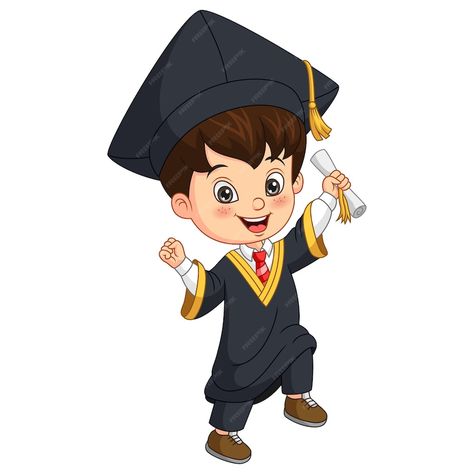 Cartoon Graduation Pictures, Graduation Cartoon Pictures, Cartoon Characters Graduation, Graduation Illustration Drawings, Cartoon Graduation, Graduation Cartoon, Premium Vector Cartoon, Boy Graduation, Cartoon Boy