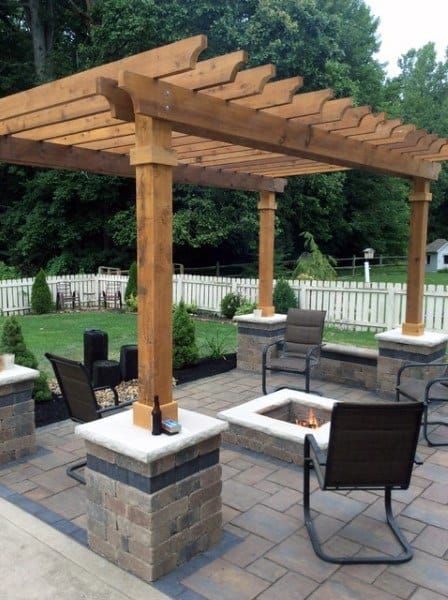 Top 60 Best Pergola Ideas - Backyard Splendor In The Shade Paver Fire Pit, Louvered Roof, Patio Pergola, Pergola Ideas, Building A Pergola, Pergola Garden, Wooden Pergola, Backyard Pergola, Pergola With Roof