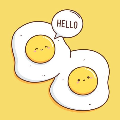 Egg Illustration Cute, Hello Drawing, Eggs Quotes, Egg Sticker, Cute Egg Designs, Fried Egg Tattoo, Egg Cartoon, Eggs Illustration, Egg Character