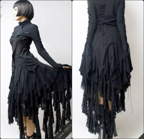 Beautiful distressed gothic dress by Punk rave. iv died and went to punk heaven. wow. Psychobilly, Witchy Skirt, Punk Skirt, Crazy Dresses, Mode Rock, Estilo Hippy, Estilo Rock, Punk Rave, Black Clothing