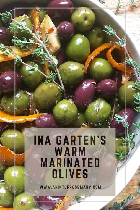 Warm Citrus Marinated Olives, Citrus Marinated Olives, Olive Side Dishes, Spicy Marinated Olives, Warm Feta Dip With Marinated Olives, Marinated Black Olives, Marinated Olives Appetizer, Hot Olives Appetizer, Olive Bar Ideas