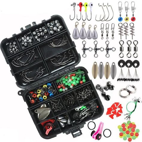 188 pcs/box Fishing Accessory Kit & Tackle Box has casting sinkers, weights, sinkers, hooks and all the accessories needed for your next fishing trip. Features: 🎣 Various Fishing Accessories-TOOFORT 188 pcs. fishing tackles set collects nearly all accessories including OFF set hook/barrels swivels barrel snap swivels/swivel slides Three-way cross-line barrel swivels/sequins and splits shot weights/fishing beads, barrel swivel with safety snap/fishing leaders/heart shaped plastic sheet, fishing Fishing Rod Accessories, Float Fishing, Fishing Box, Fishing Kit, Fishing Tackle Box, Fishing Supplies, Freshwater Fishing, Fishing Tools, Tackle Box